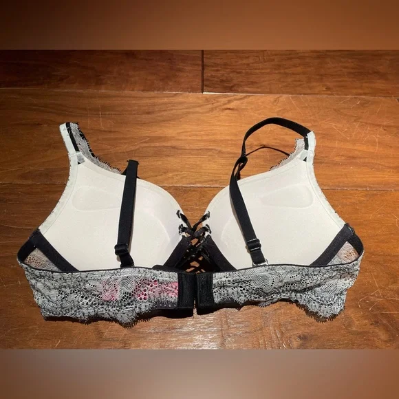 Lace Overlay Bra with Black Straps